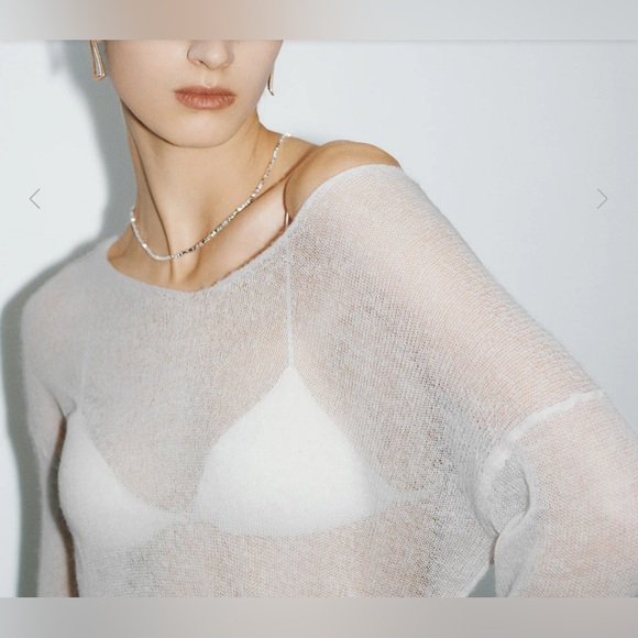 Urban Revivo Sheer Knitted Long-Sleeve Top Size S - Picture 3 of 4